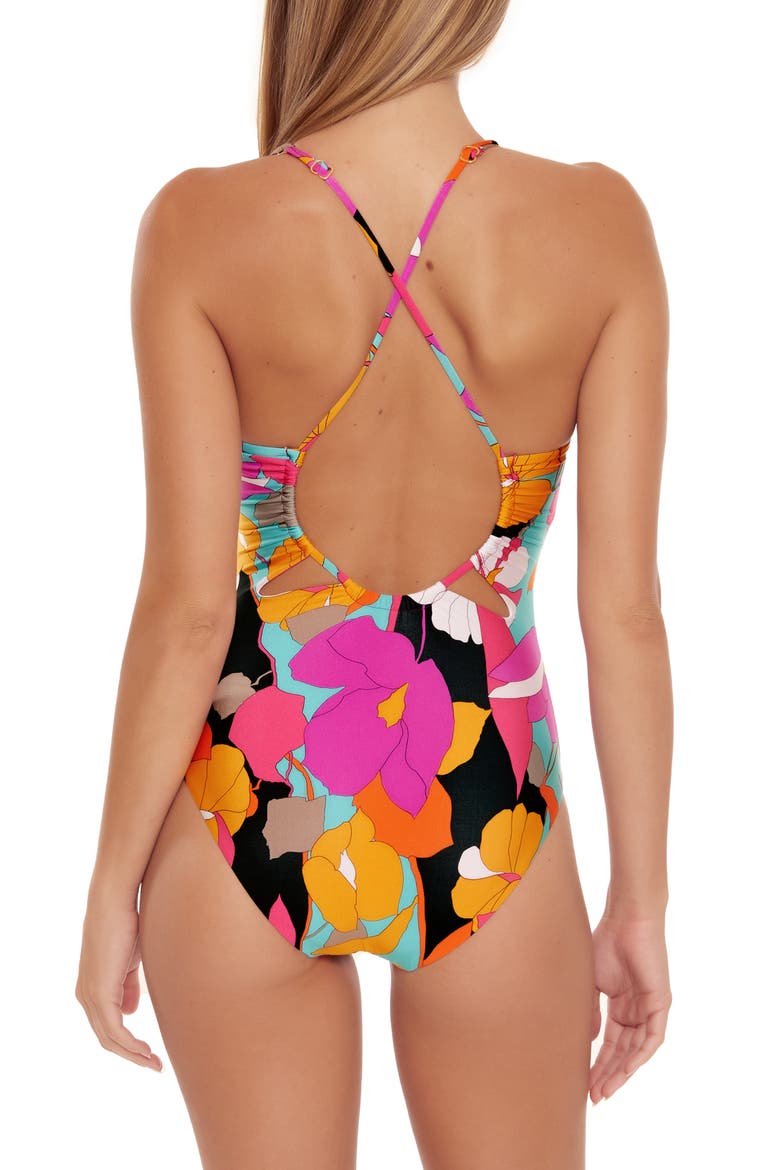 Gemini Plunge Maillot One-Piece Swimsuit, Alternate, color, MULTI