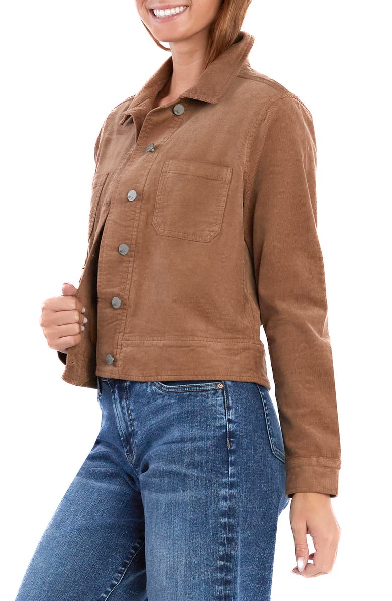 Wash Lab Denim Crop Cord Jacket, Alternate, color, Caramel