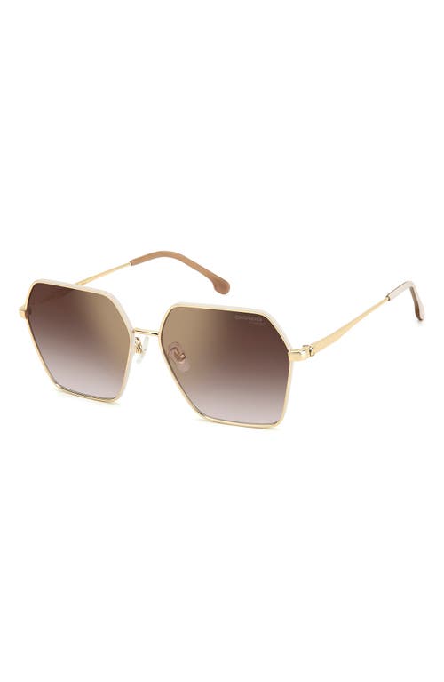 Carrera Eyewear 60mm Gradient Rectangular Sunglasses In Gold Ivory/brown