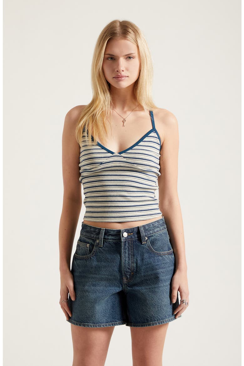 Sophie Mid Rise Denim Mom Shorts, Alternate, color, DARK INDIGO