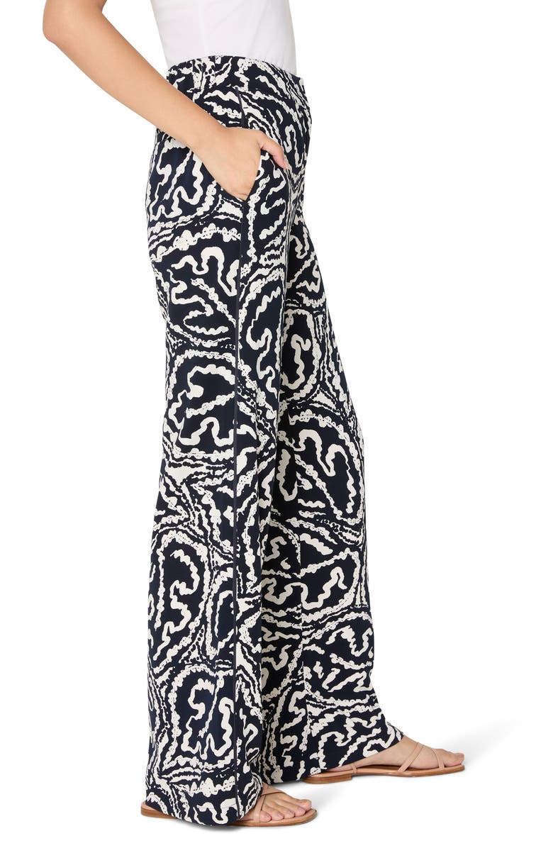 NIC+ZOE Indigo Leaf Wide Leg Pants, Alternate, color, Indigo Multi