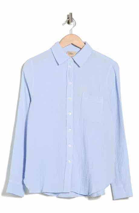 ELIE ELIE TAHARI Long Sleeve Cotton Gauze Button-Up Shirt