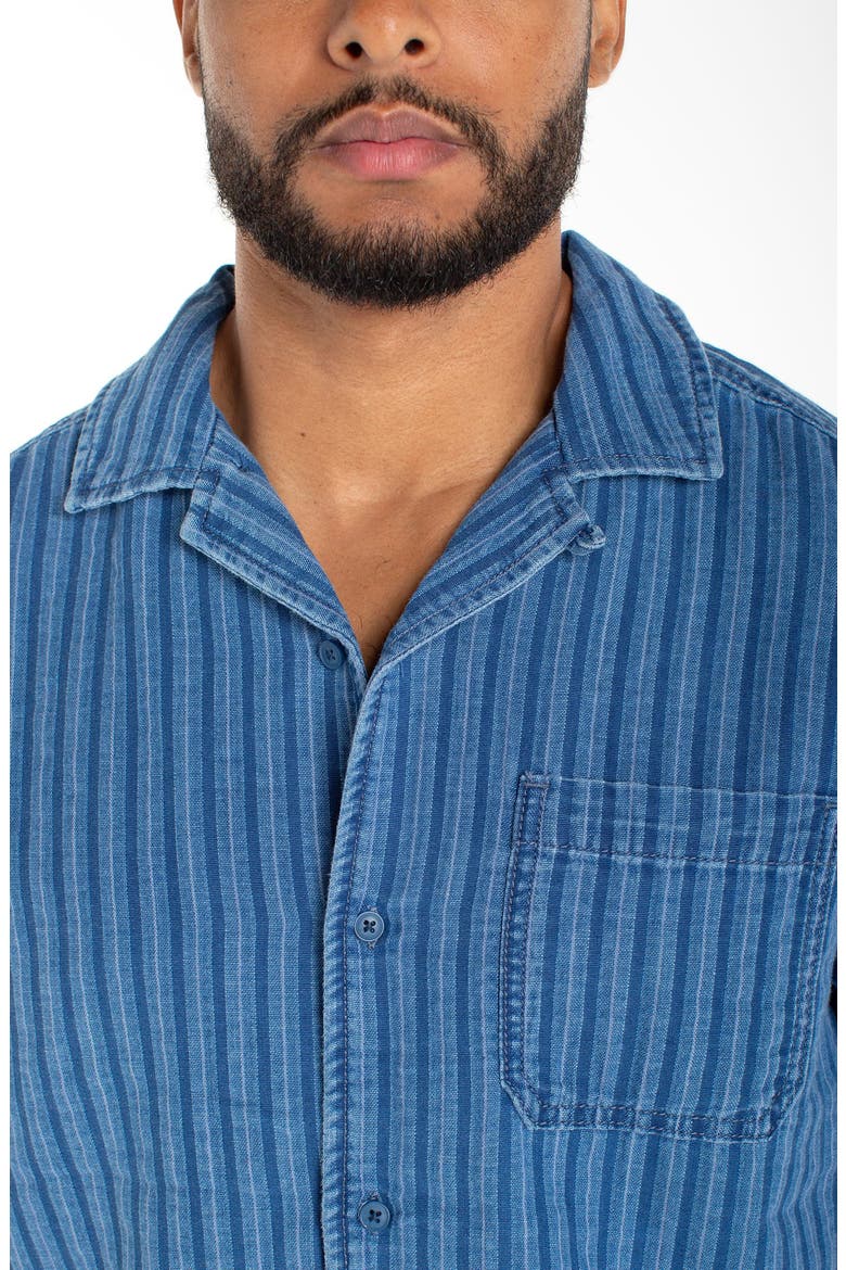 Stripe Denim Camp Shirt, Alternate, color, MEDINDIGOST