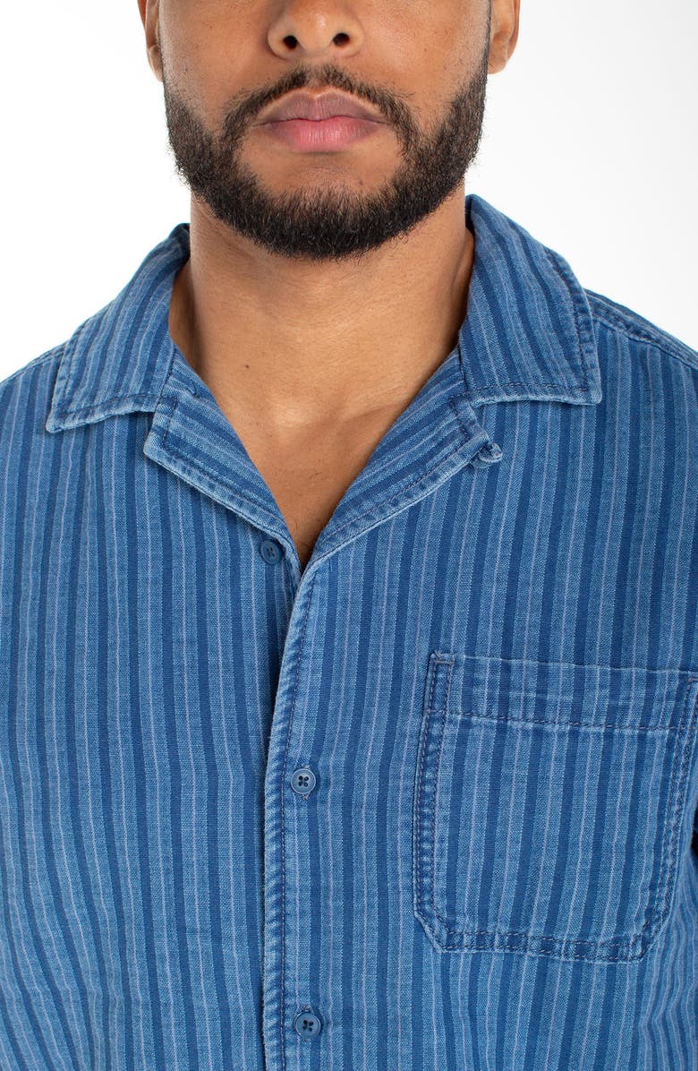 Liverpool Los Angeles Stripe Denim Camp Shirt, Alternate, color,