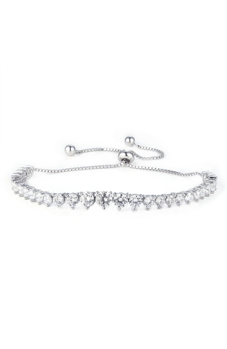 FZN Cubic Zirconia Tennis Slider Bracelet, Main, color, Silver