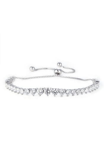 Fzn Cubic Zirconia Tennis Slider Bracelet In Silver