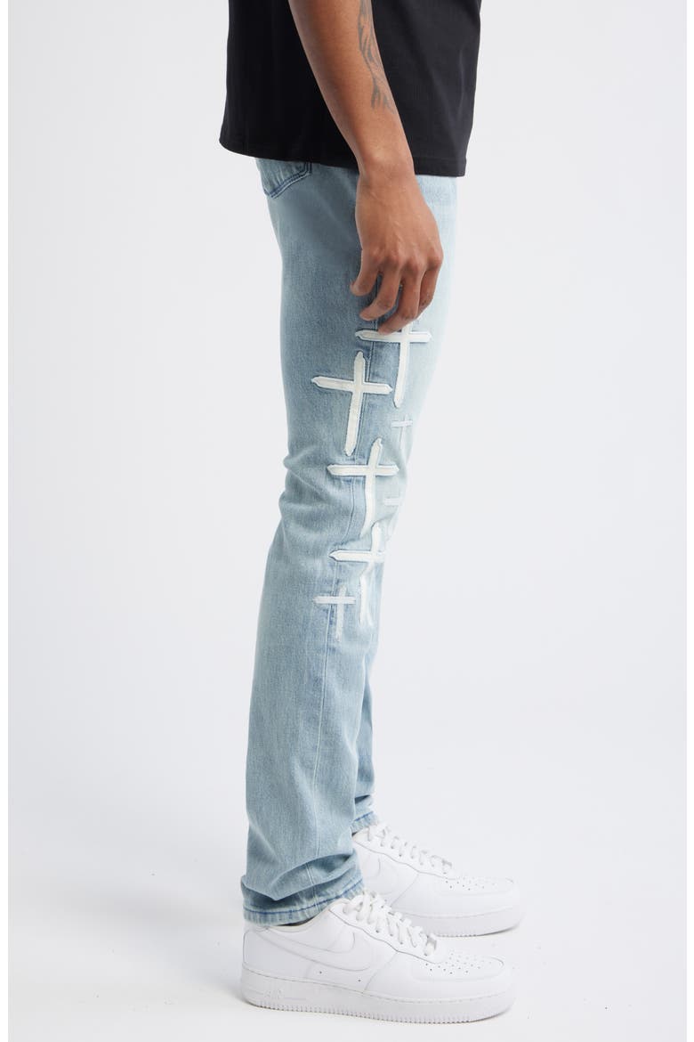 Bryant Stretch Denim Skinny Jeans, Alternate, color, COASTAL DRIFT CROSS PATCH