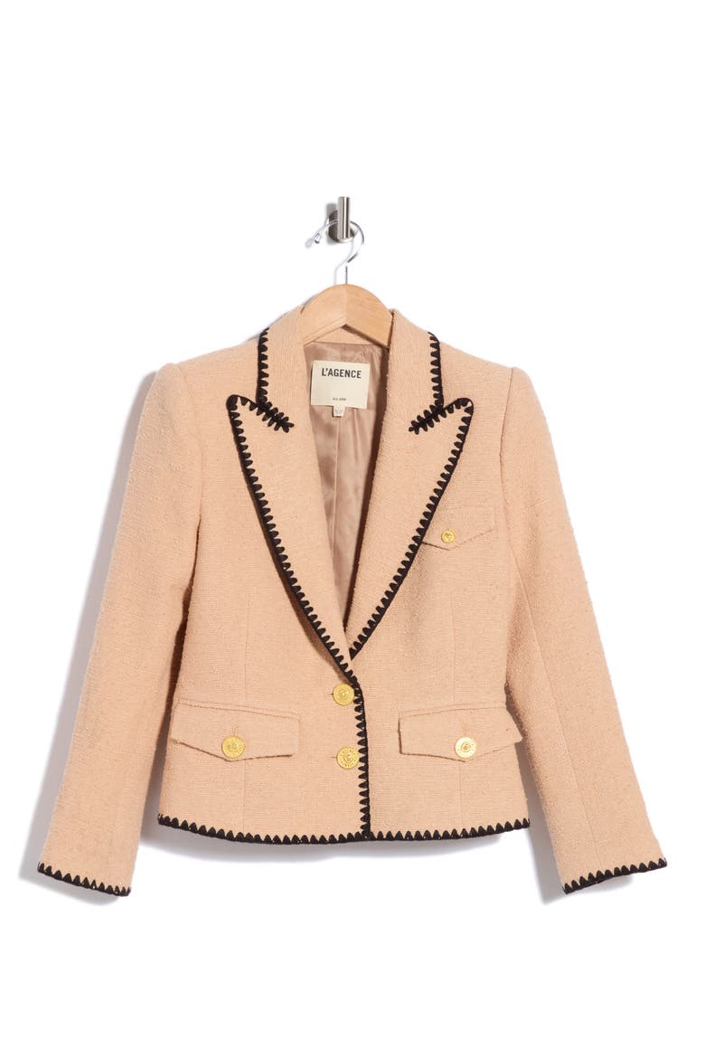 Wylla Structured Blazer, Alternate, color, CAPPUCCINO/ BLACK