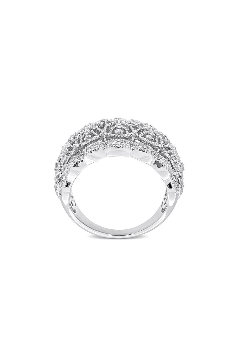 Sterling Silver Diamond Lace Band Ring - 0.018ct, Alternate, color, WHITE