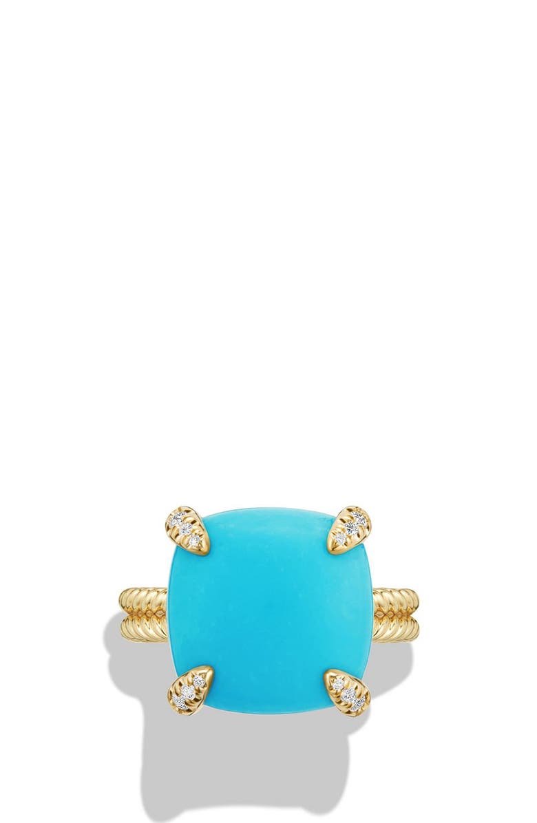 David Yurman Châtelaine Ring with Diamonds, Alternate, color, Turquoise