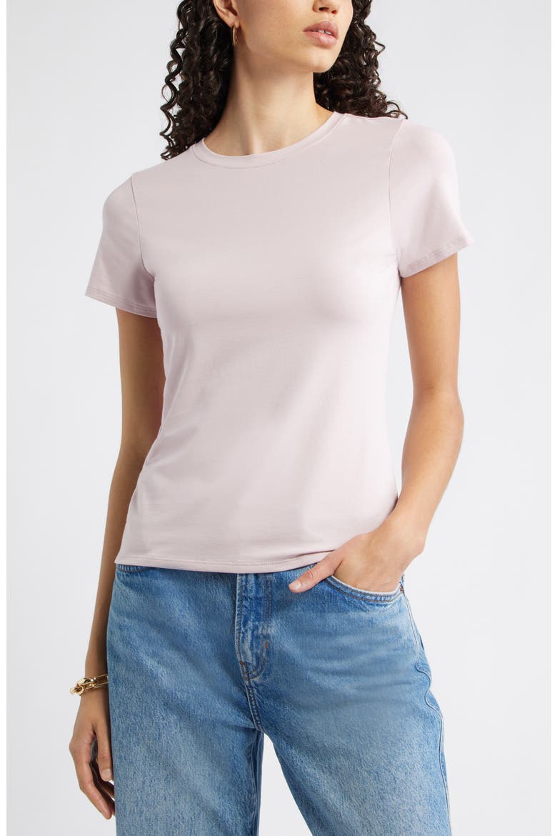 Pima Cotton Blend Crewneck T-Shirt, Main, color, PURPLE LILAC