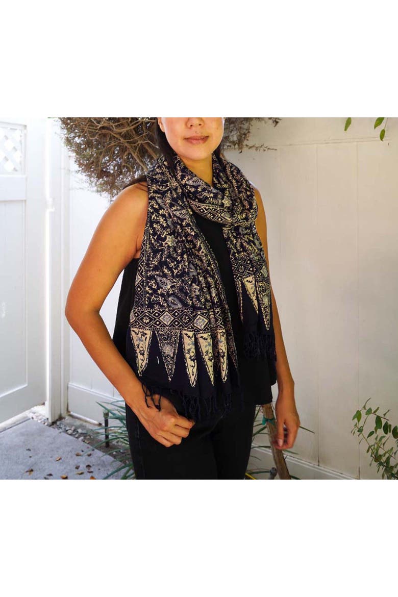Handmade Batik Scarf, Alternate, color, Foliage