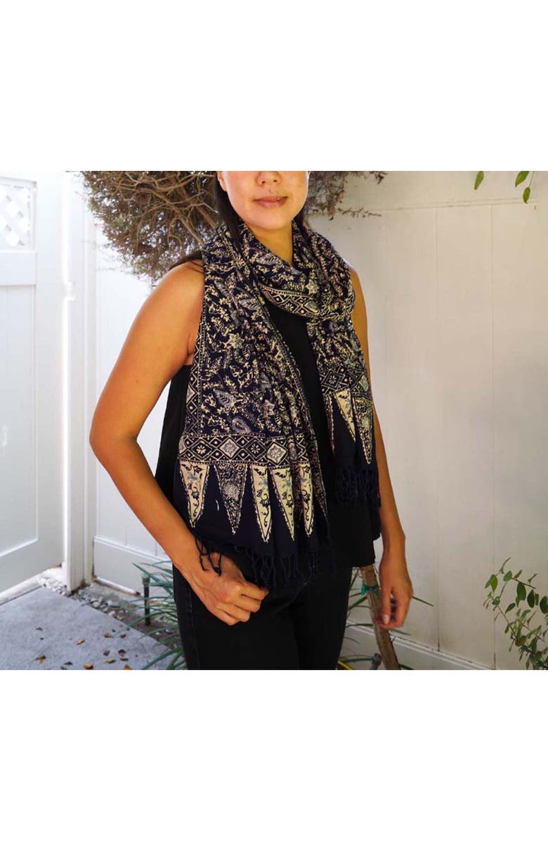 Kasih Co-op Handmade Batik Scarf, Alternate, color, Foliage