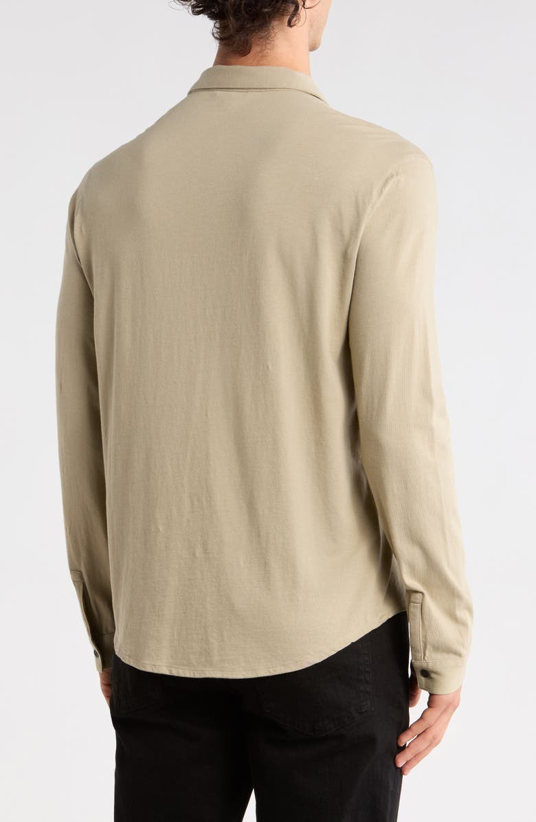 John Varvatos Clark Cotton Jersey Button-Up Shirt, Alternate, color, Spruce