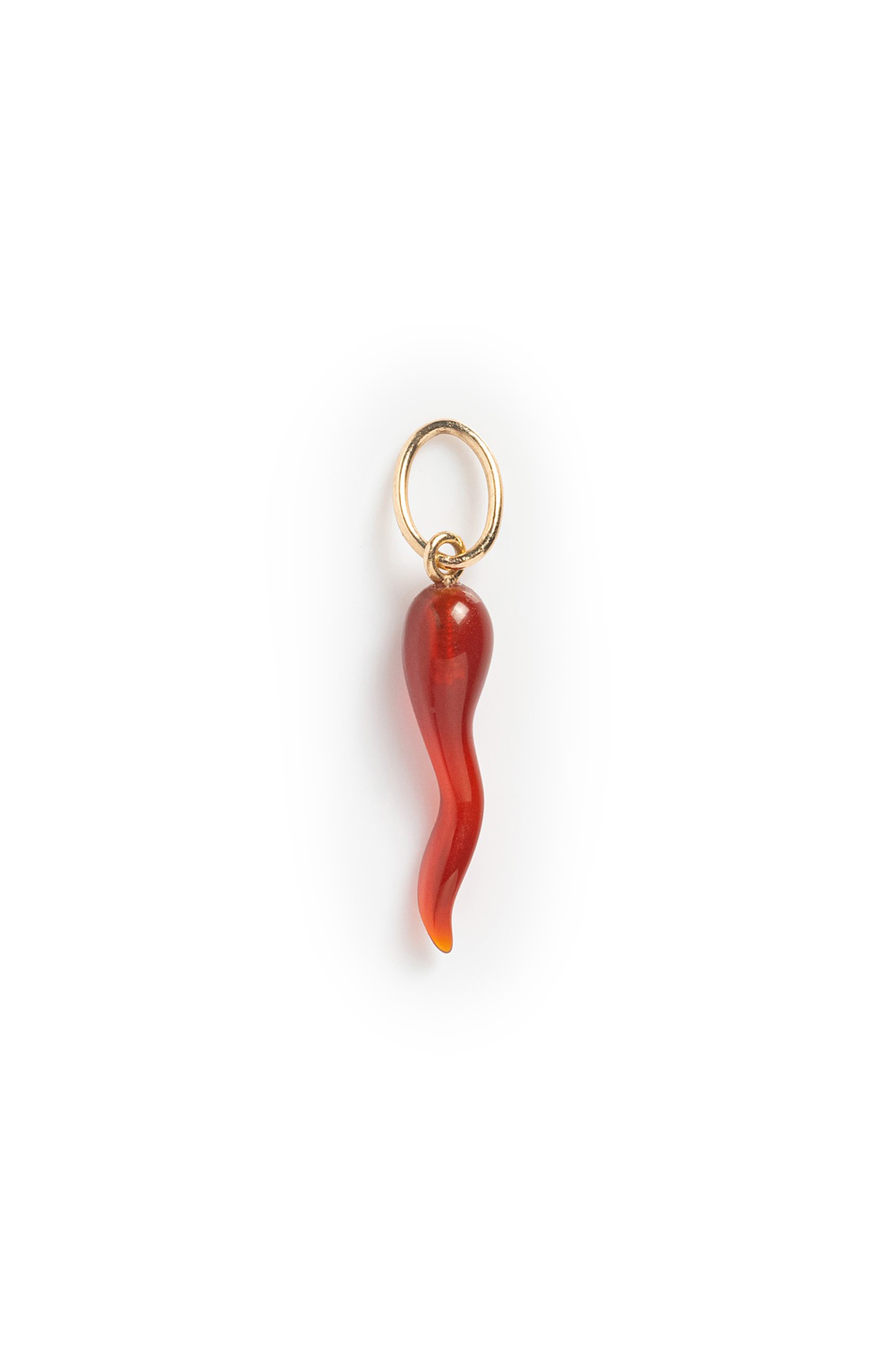 Local Eclectic Solid 9K Gold & Red Agate Italian Horn Charm