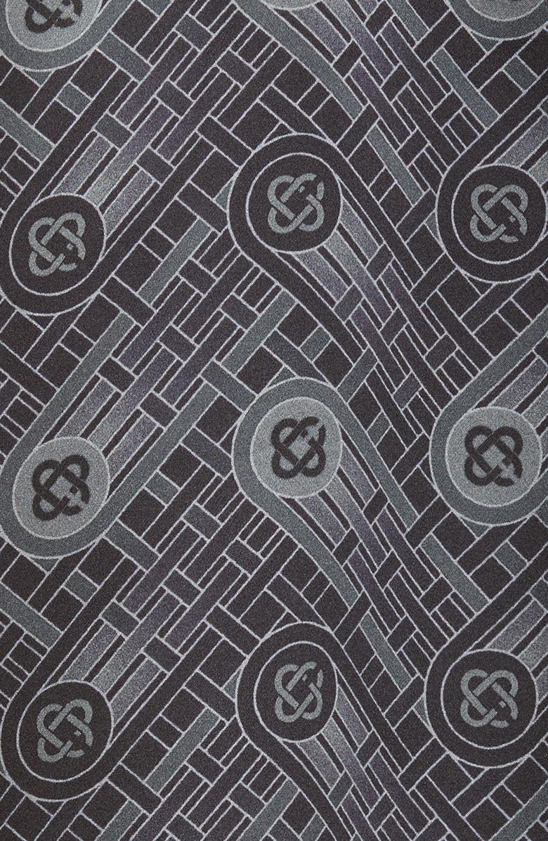 Casablanca Men's Ping Pong Print Silk Button-Up Pajama Shirt, Alternate, color, 