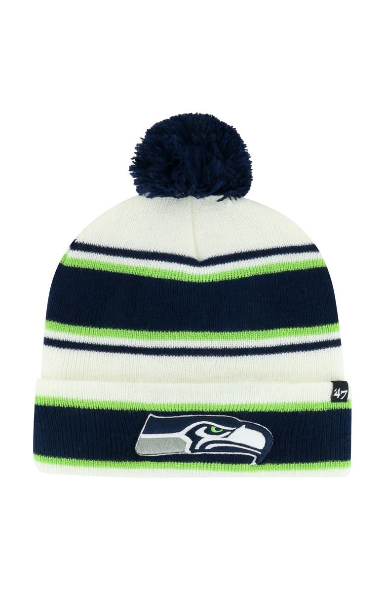 '47 Men's '47 Navy Seattle Seahawks Powerline Cuffed Knit Hat with Pom, Main, color, Navy