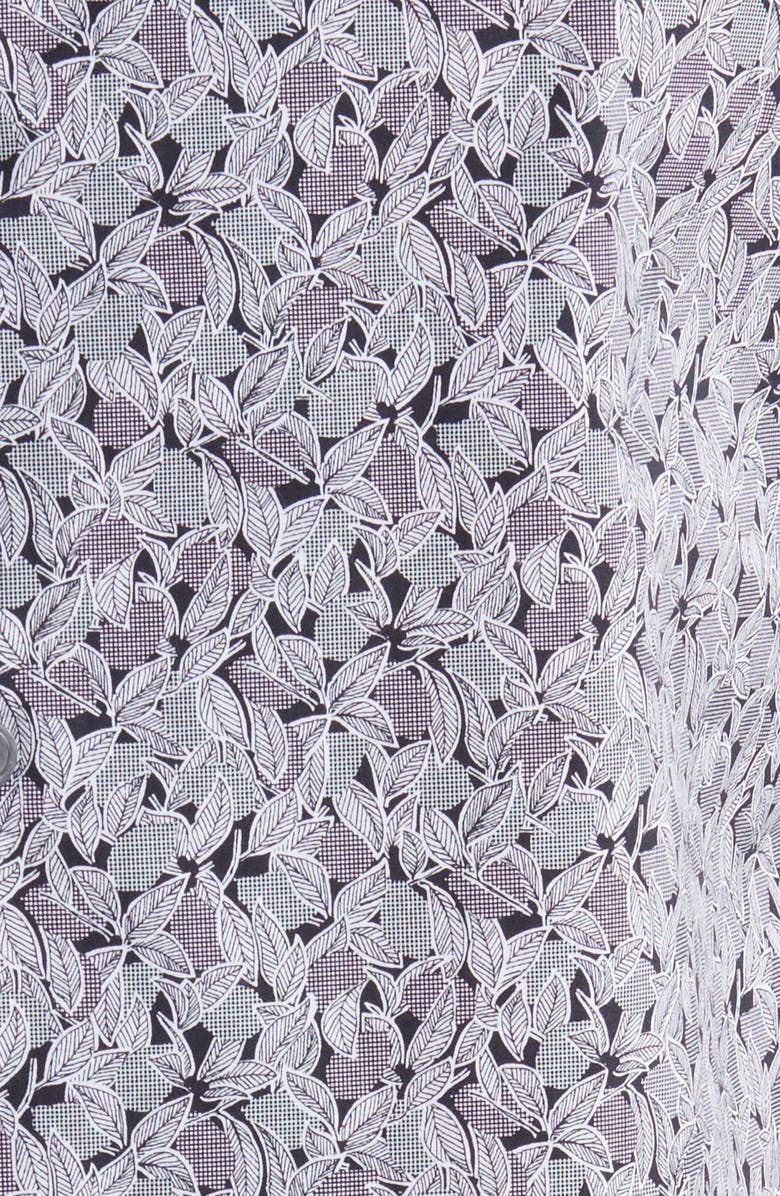 Theory Daze Grid Leaf Camp Shirt, Alternate, color, Bkmu