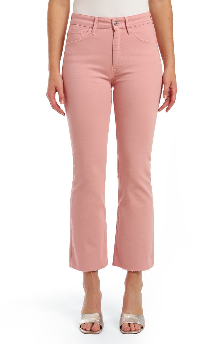Mavi Jeans Anika High Waist Raw Hem Crop Flare Jeans, Main, color, Rose Elegance Flex Blue