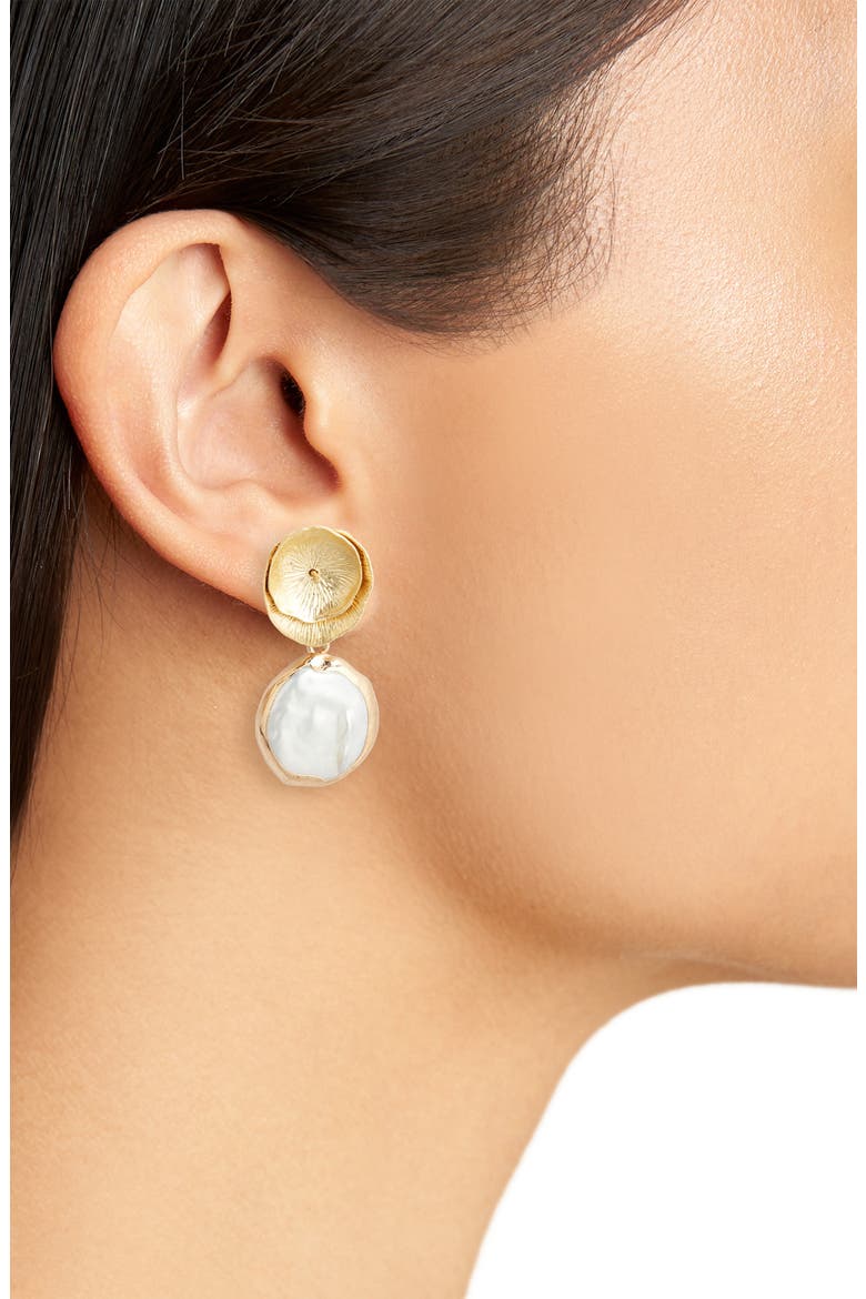 Reese Freshwater Pearl Drop Earrings, Alternate, color, GOLD
