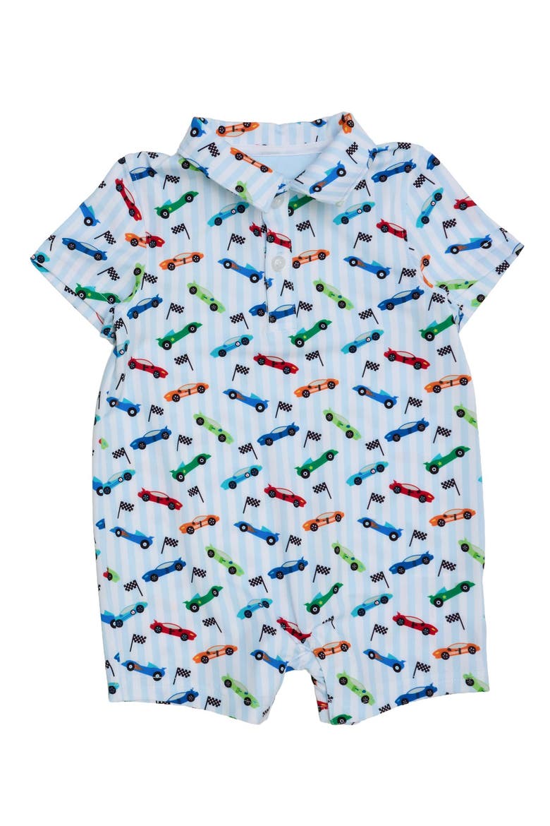 Performance Polo Romper (baby), Main, color, Tiny Let's Roll