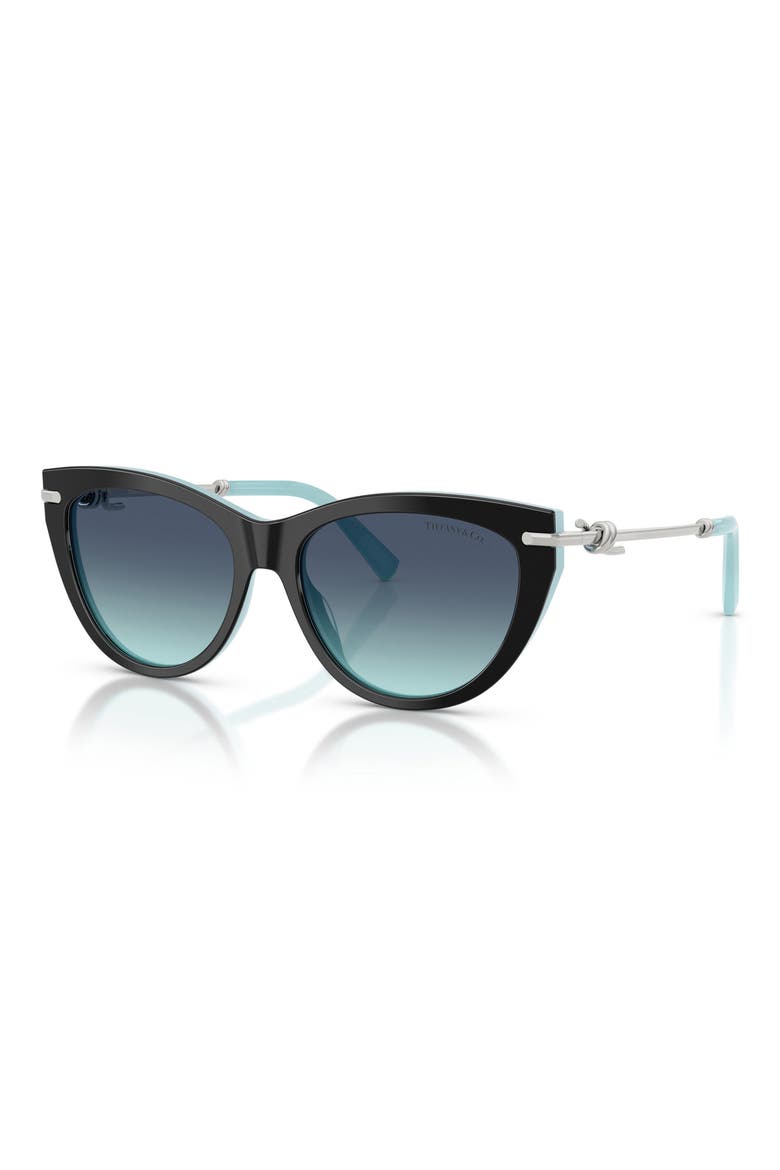 55mm Cat Eye Sunglasses, Alternate, color, BLACK ON TIFFANY BLUE / AZURE