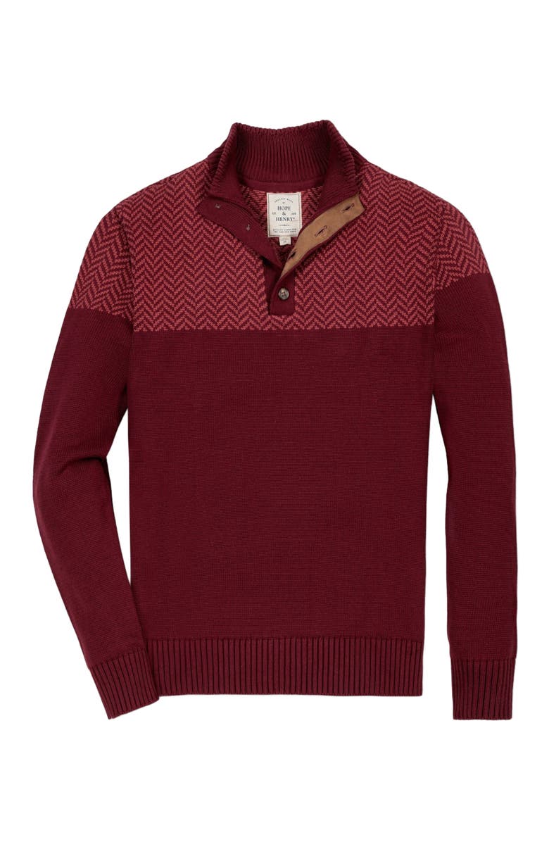 Hope & Henry Men's Organic Mock Neck Button Sweater, Alternate, color, 