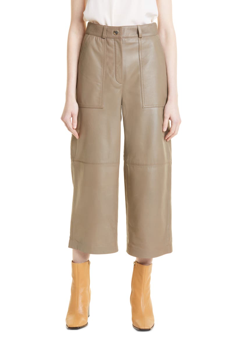 Garnnet Crop Wide Leg Leather Pants, Main, color, GREY