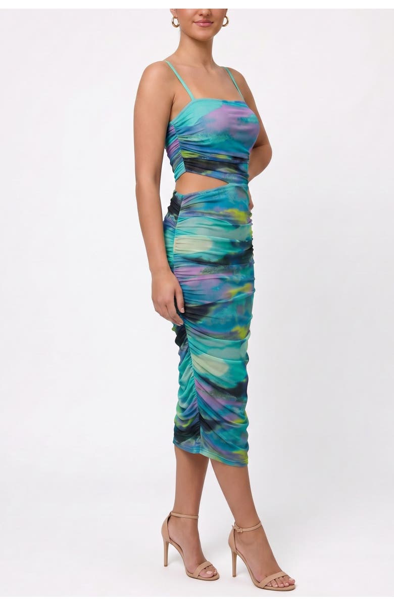 RACHEL Rachel Roy Marina Mesh Midi Dress, Alternate, color, Abstract Blue