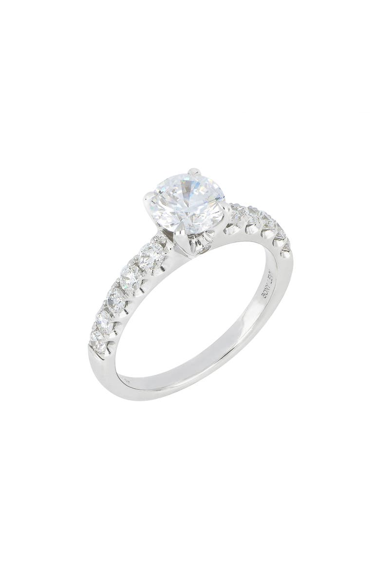Pavé Diamond Round Solitaire Engagement Ring Setting   (Nordstrom Exclusive), Main, color, WHITE GOLD