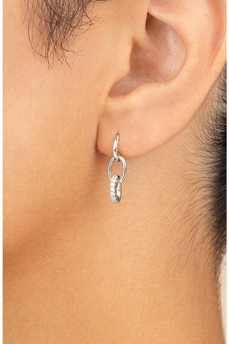 Briony Cubic Zirconia Interlocking Circle Drop Earrings, Alternate, color, SILVER