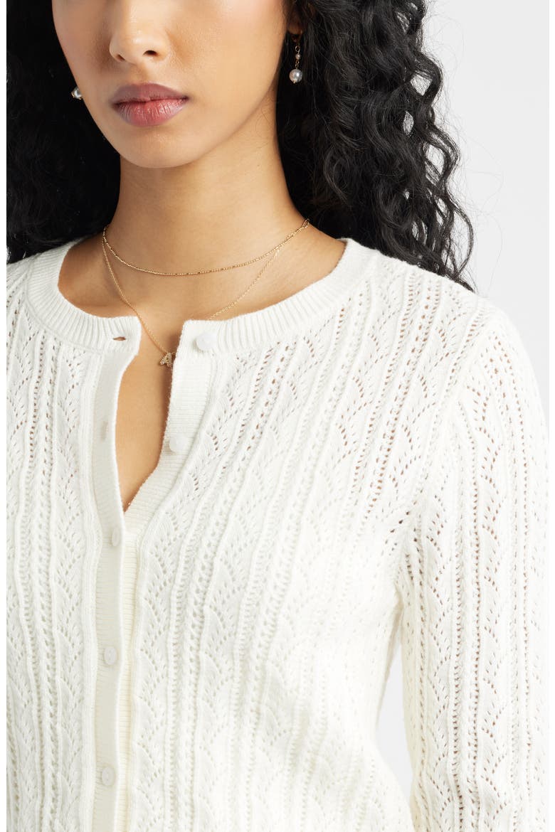 Pointelle Knit Cardigan, Alternate, color, IVORY