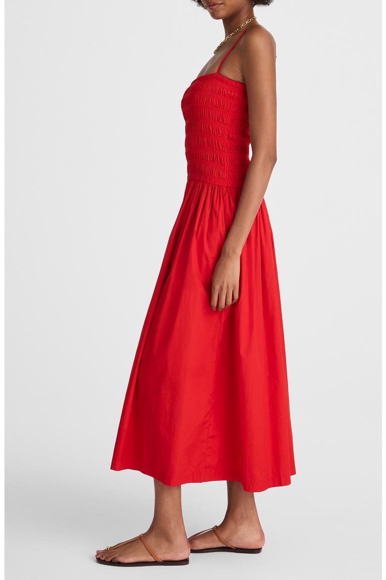 Smocked Cotton Poplin Maxi Dress, Alternate, color, FESTIVAL RED