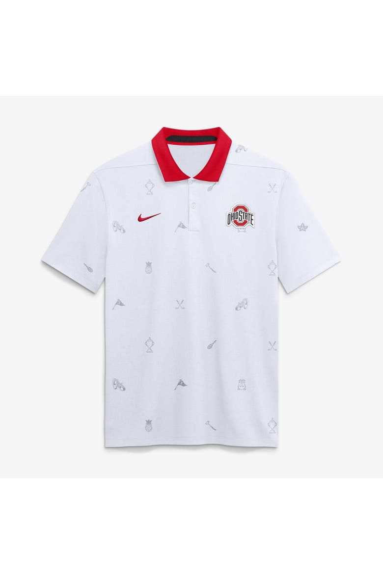 Men's Nike White Ohio State Buckeyes Vapor Pattern Dri-FIT Polo, Main, color, White