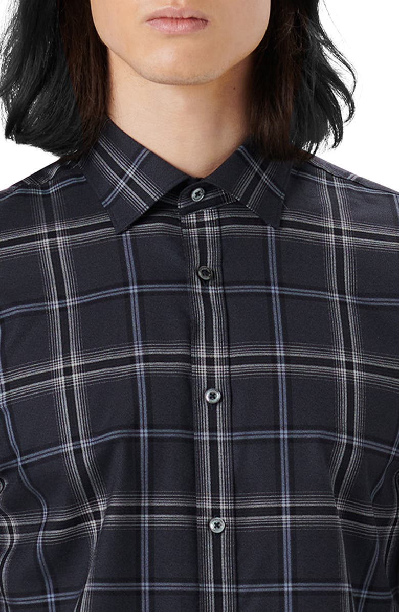 Bugatchi Julian Shaped Fit Plaid Print Stretch Cotton Button-Up Shirt, Alternate, color, 