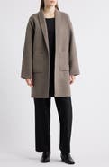 Eileen Fisher Shawl Collar Double Woven Wool Coat