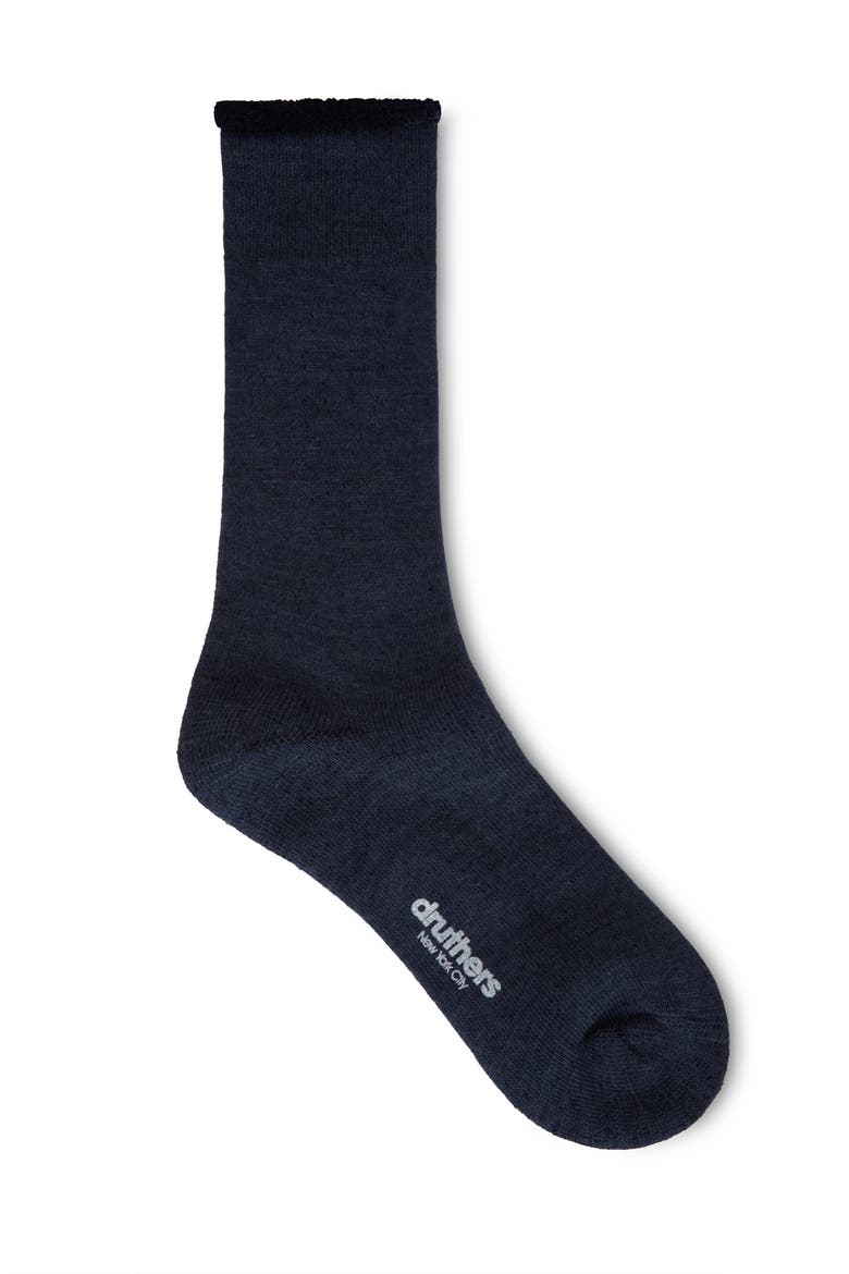 Relacks Merino Wool Japanese House Sock, Main, color, Navy Marled