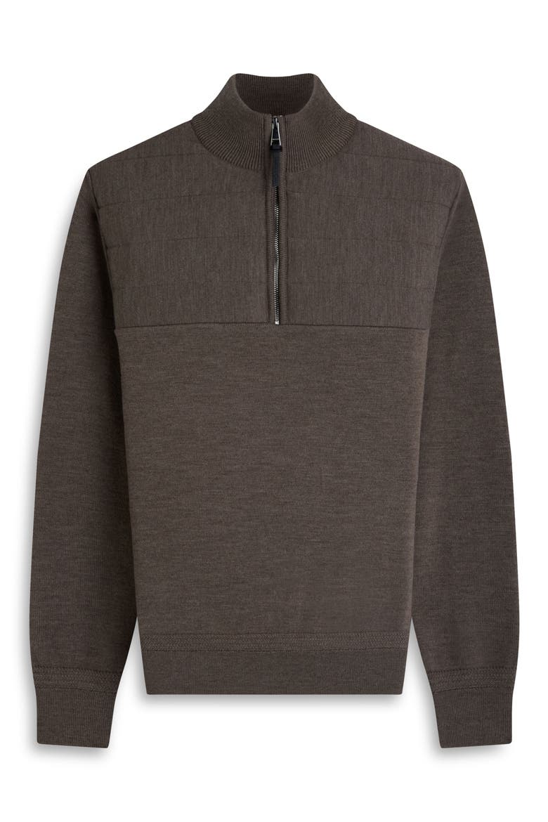 Merino Wool Quarter Zip Polo Sweater, Alternate, color, WALNUT
