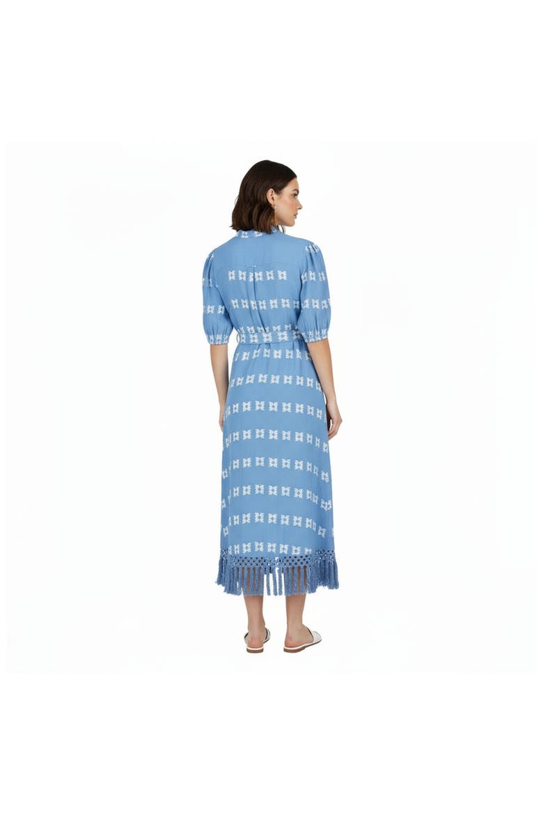 Estelle Womens Fringed Shirtdress, Alternate, color, Sky Blue
