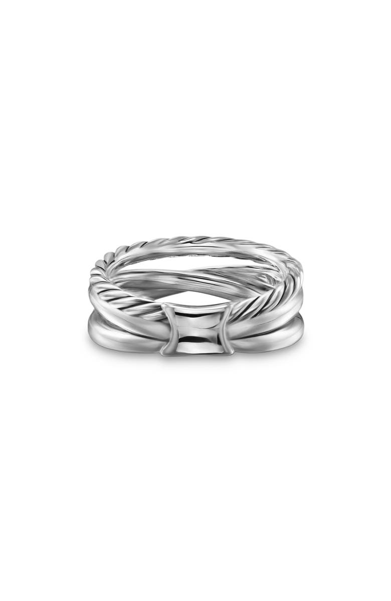 David Yurman Crossover Three Row Ring in Sterling Silver with 18K Yellow Gold and Diamonds, 7mm, Alternate, color, Sterling Silver And 18K Gold