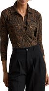 Lauren Ralph Lauren Paisley Stretch Jersey Button-Up Shirt