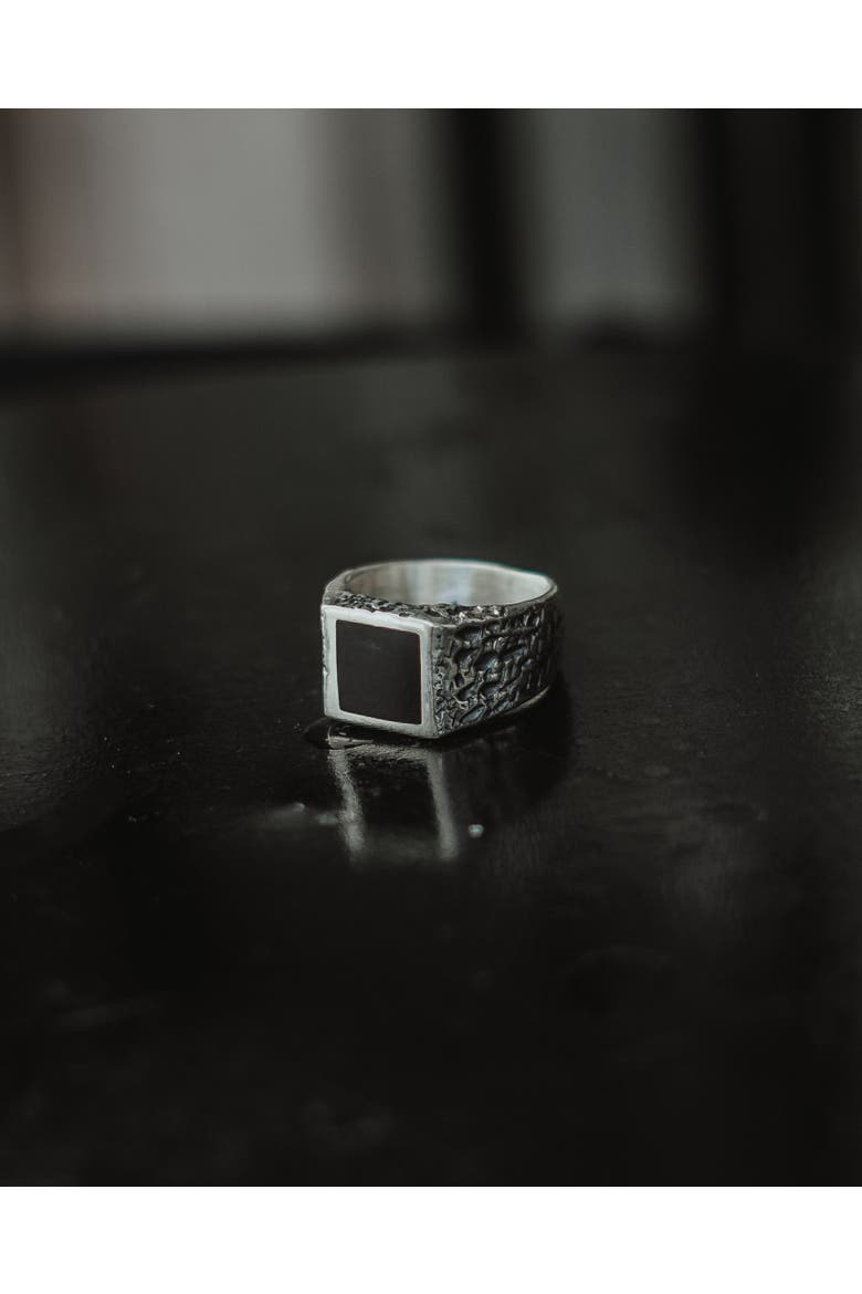 Square with Onyx Silver Ring, Alternate, color, Onyx