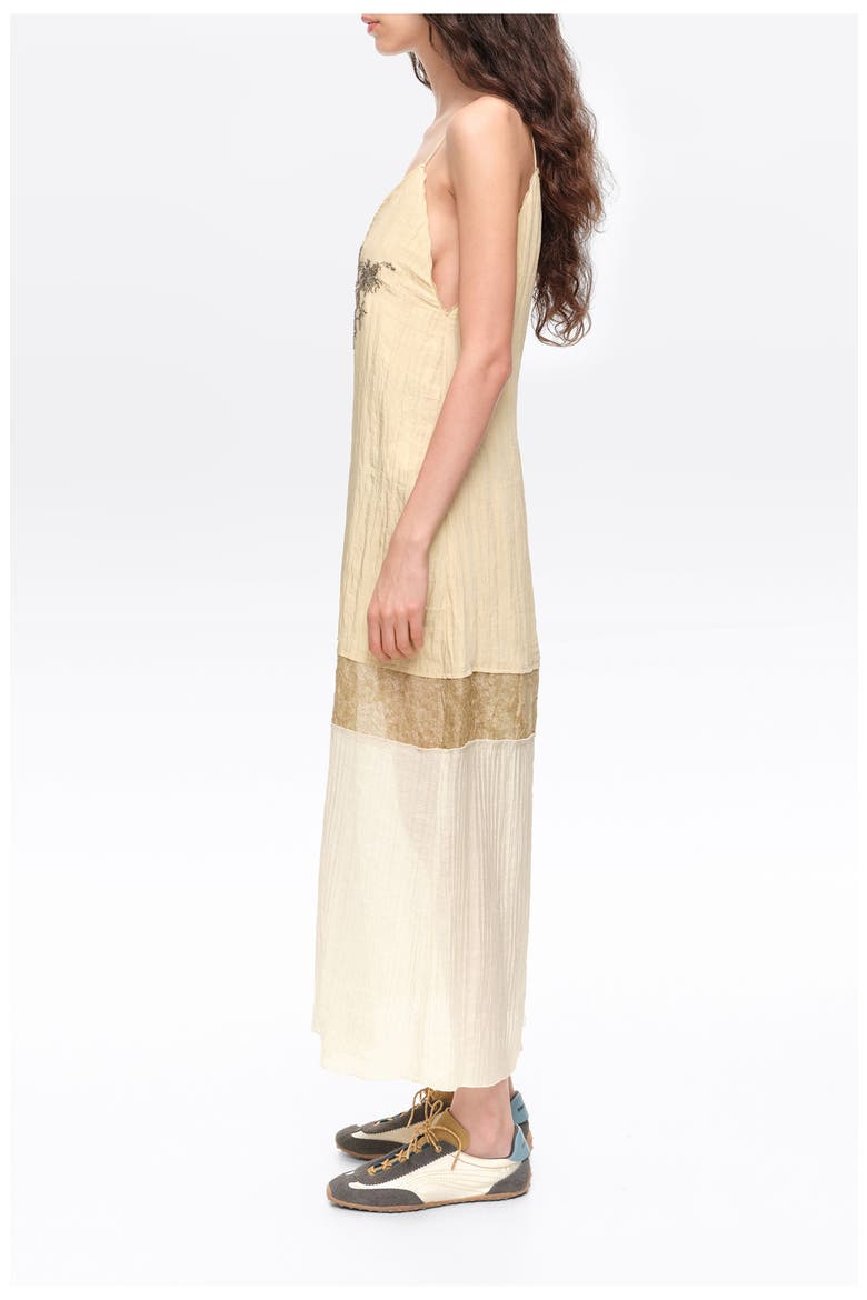 Straight midi dress with stones, Alternate, color, OCHRE