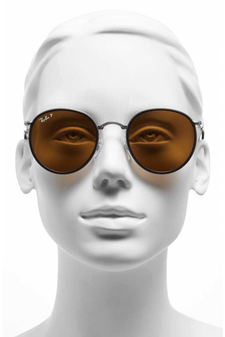 51mm Foldable Polarized Sunglasses, Alternate, color, SILVER/ BROWN POLARIZED