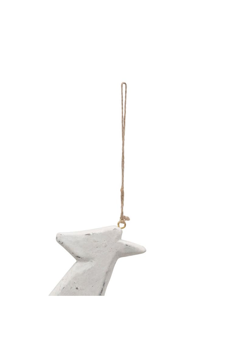 Handmade Paper Mache Deer Ornament, White, Alternate, color, White