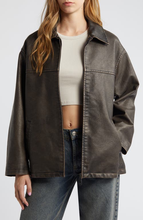 Bdg Urban Outfitters Faux Leather Aviator Jacket In Brown