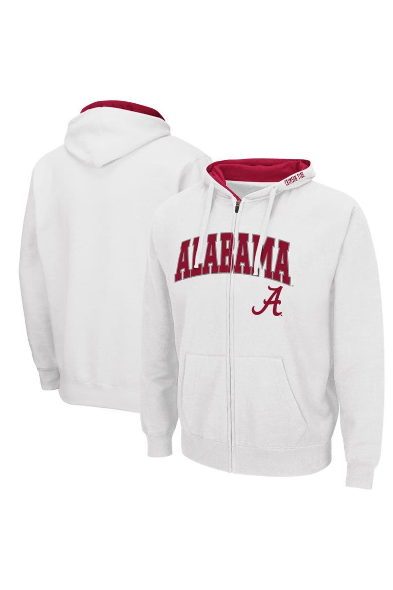 Men's Colosseum White Alabama Crimson Tide Arch & Logo 3.0 Full-Zip Hoodie, Main, color, White