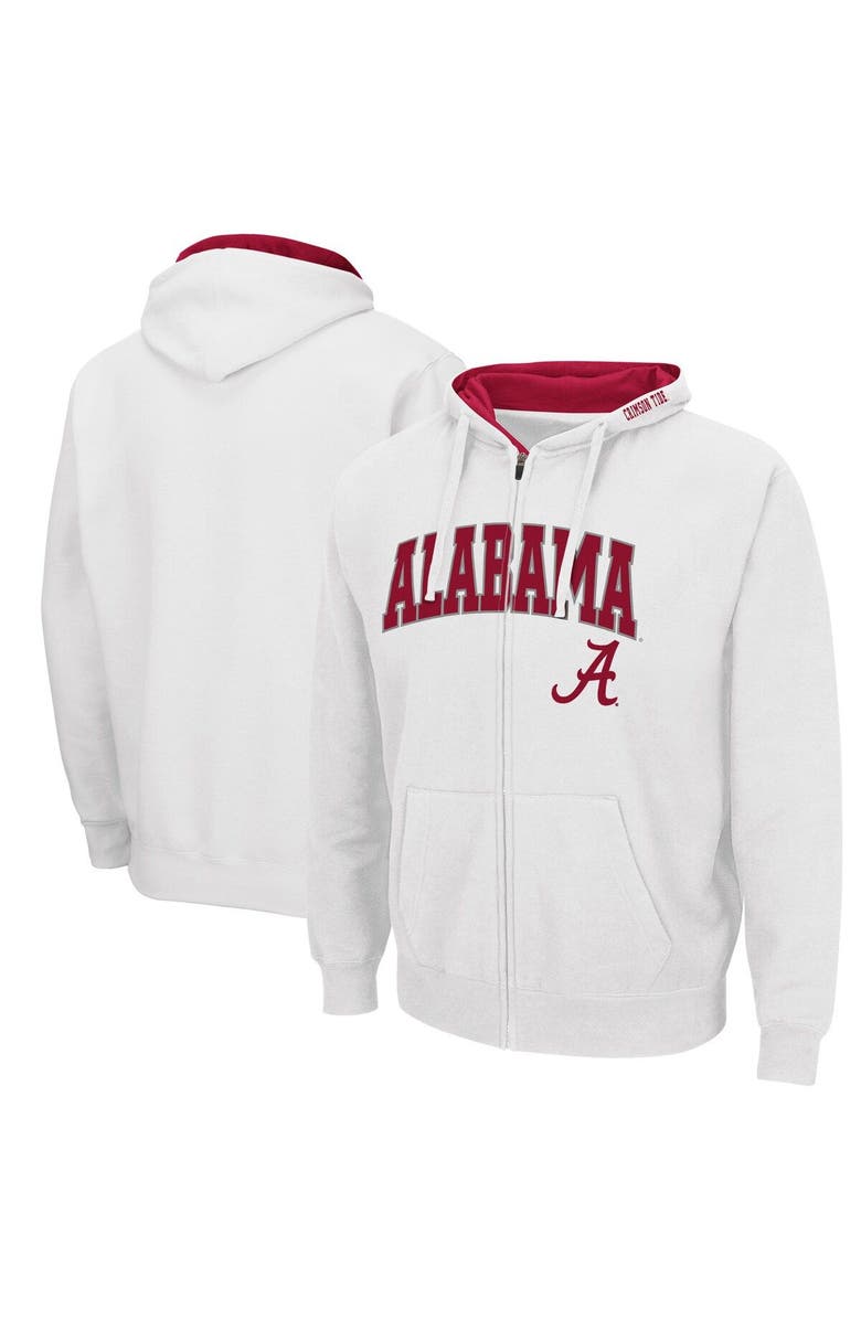 COLOSSEUM Men's Colosseum White Alabama Crimson Tide Arch & Logo 3.0 Full-Zip Hoodie, Main, color, White