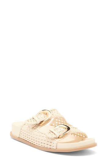Dolce Vita Sensa Woven Double Strap Slide Sandal In Bone Stella