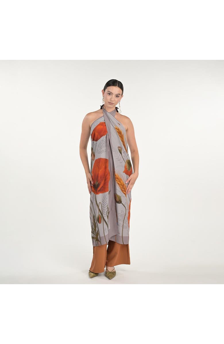 Silk&Soul Poppy Scarf, Main, color, Grey